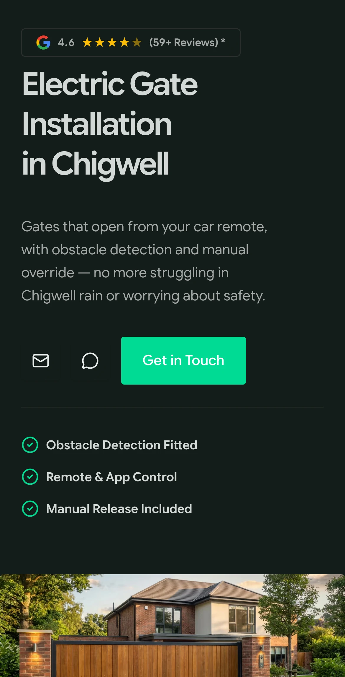 Chigwell Electric Gates on mobile