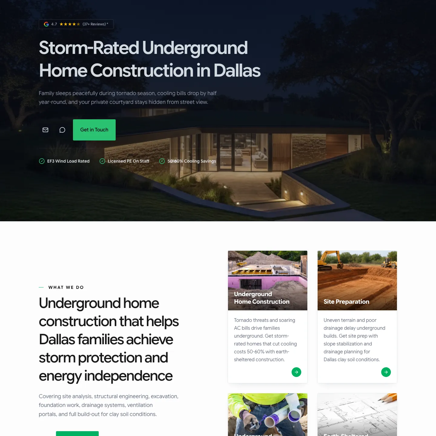 Dallas Underground Homes website