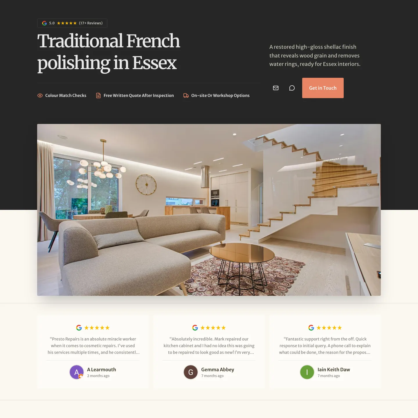 Essex French Polishing website