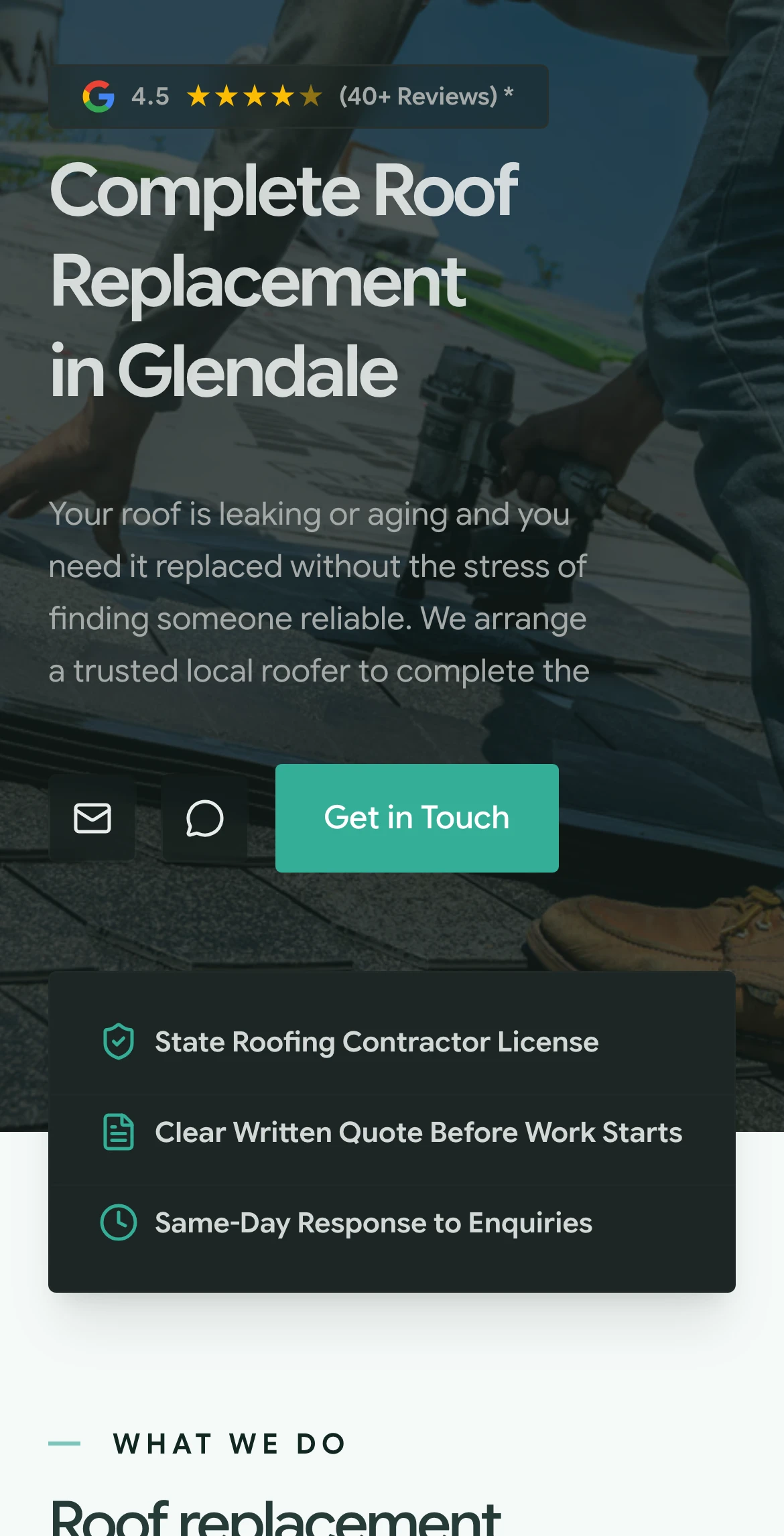 Glendale Roofing CA on mobile