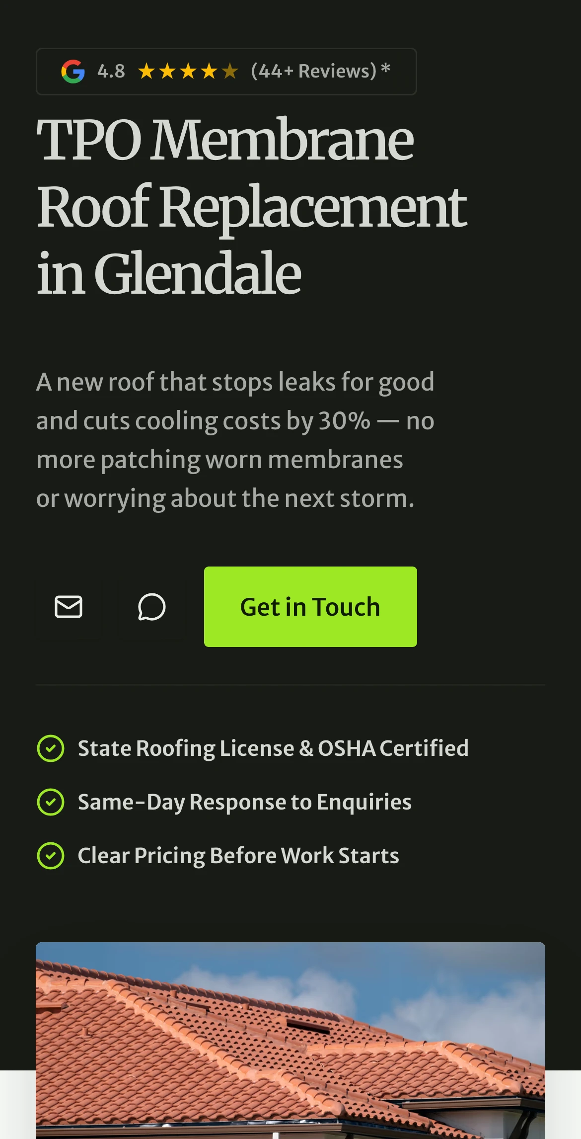 Glendale Roofing Pros on mobile