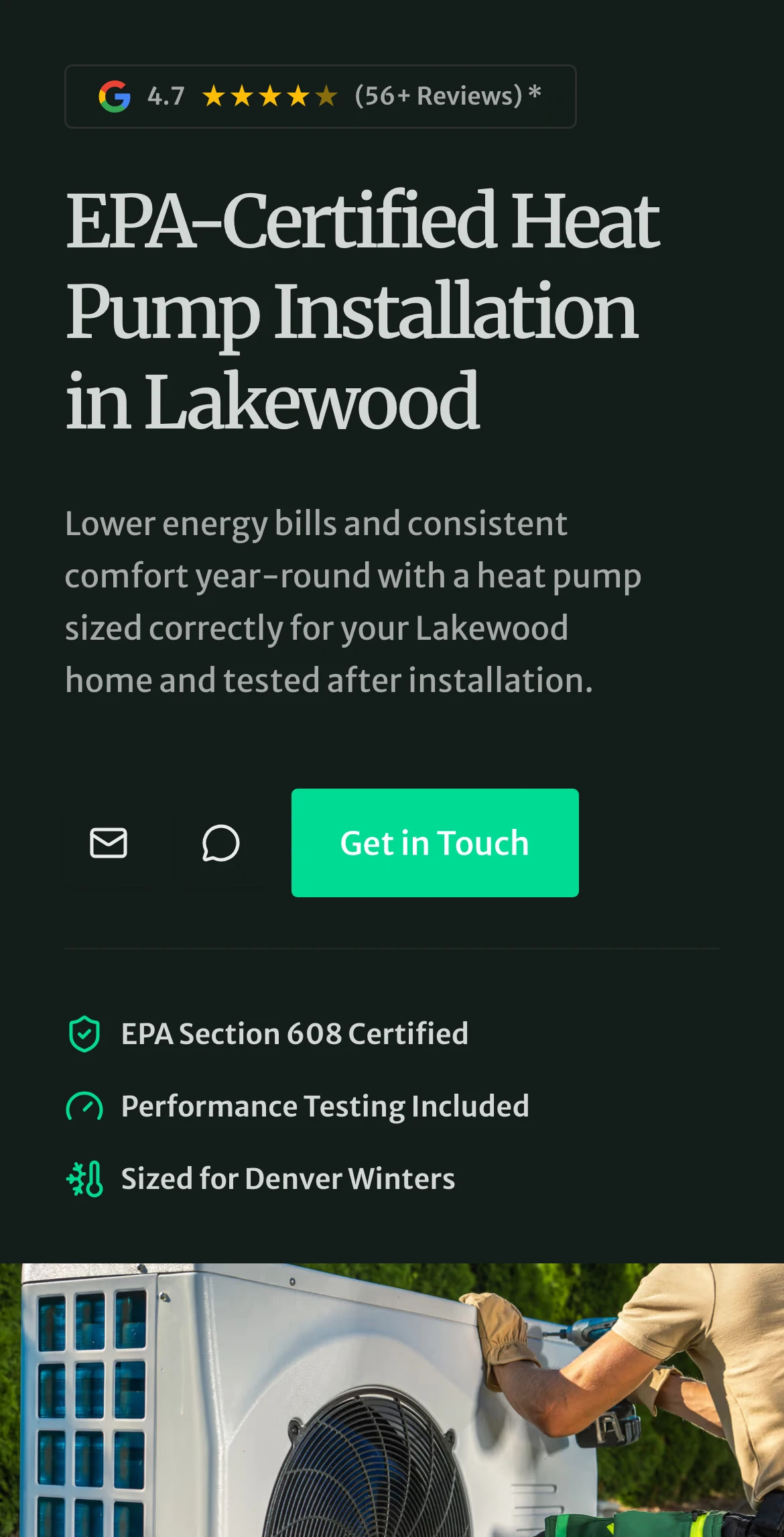 Lakewood Heat Pumps on mobile