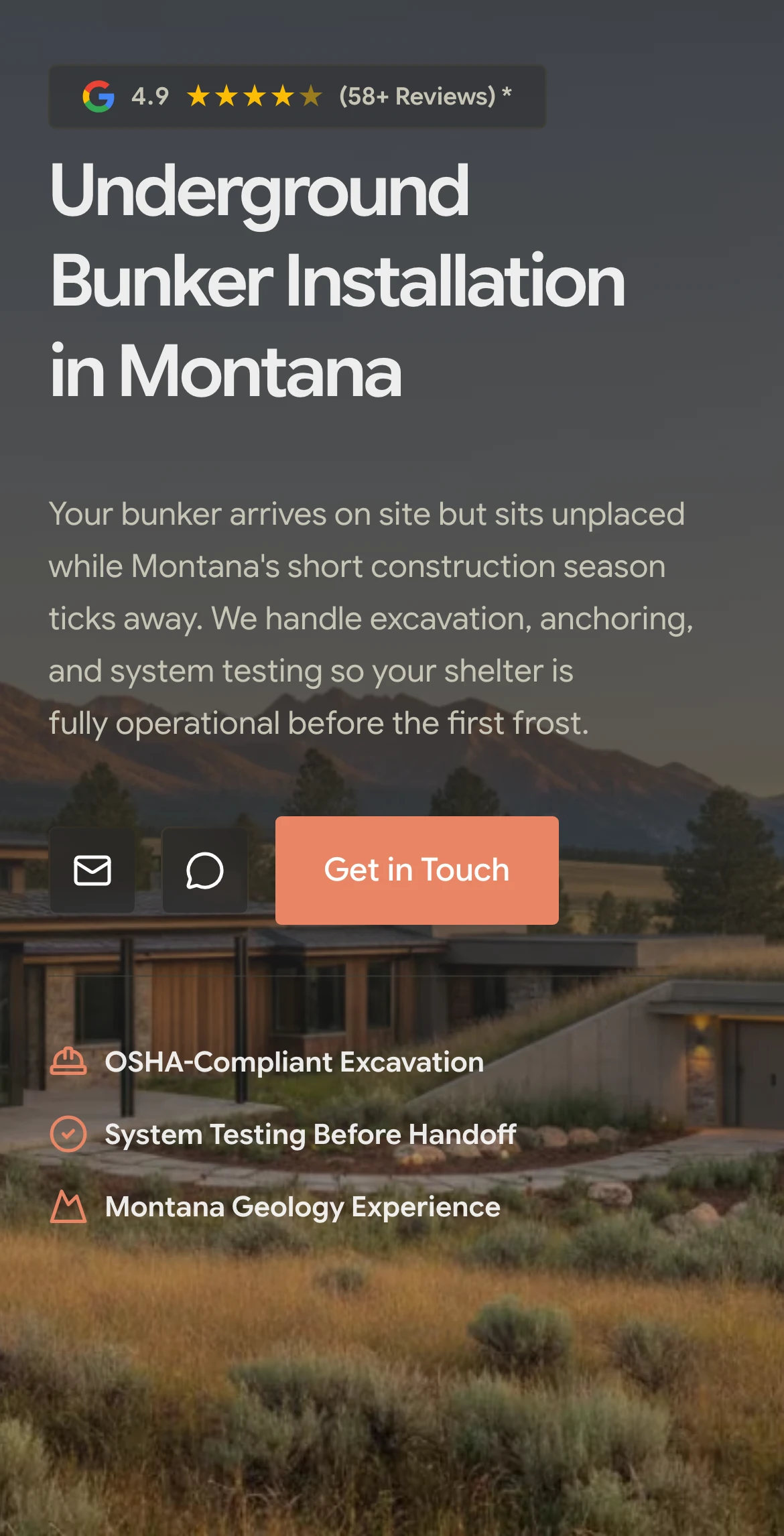 Luxury Bunkers Montana on mobile