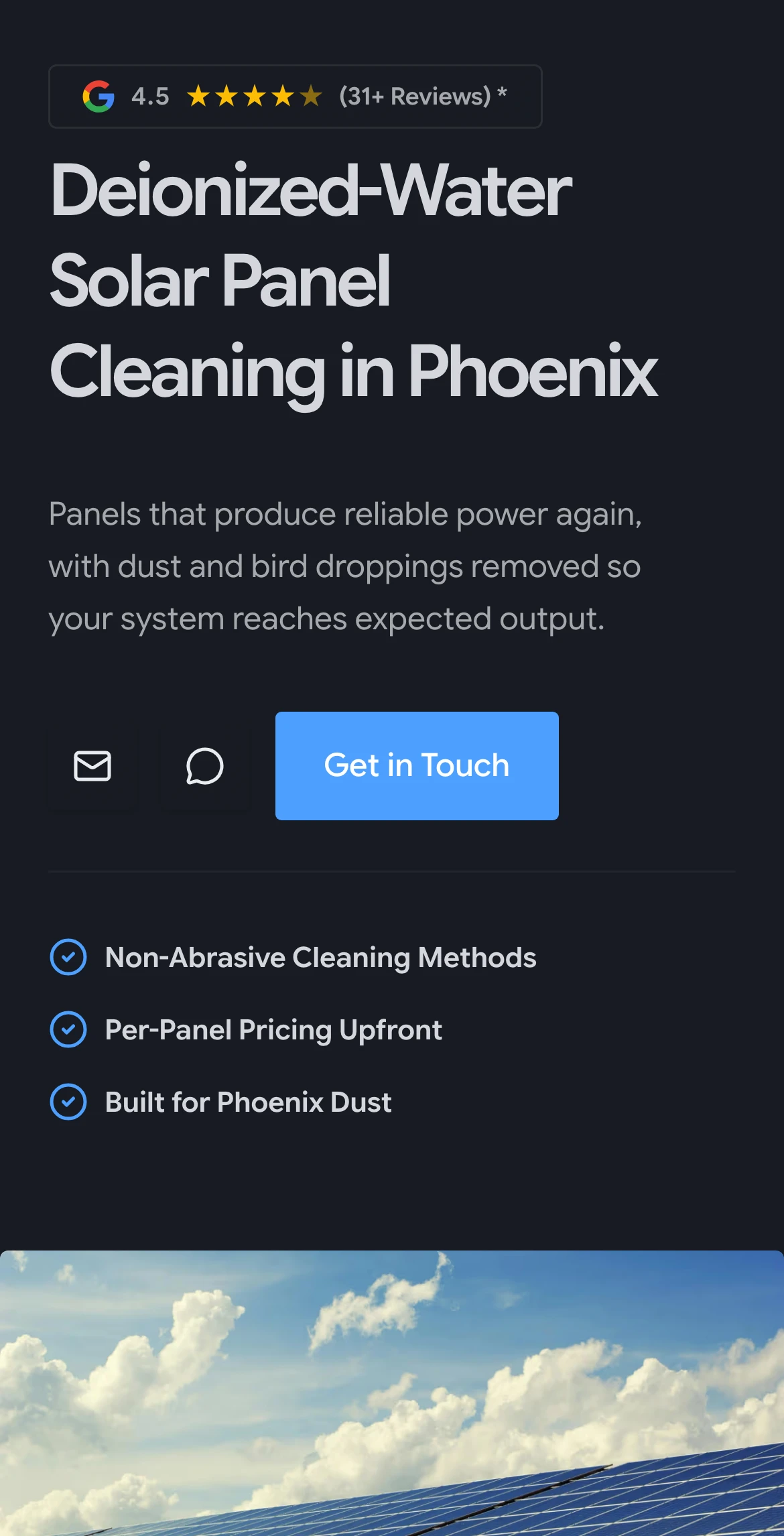 Phoenix Solar Panel Cleaning on mobile