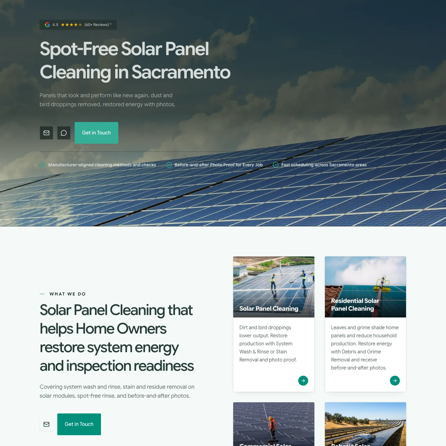 Sacramento Solar Panel Cleaning website
