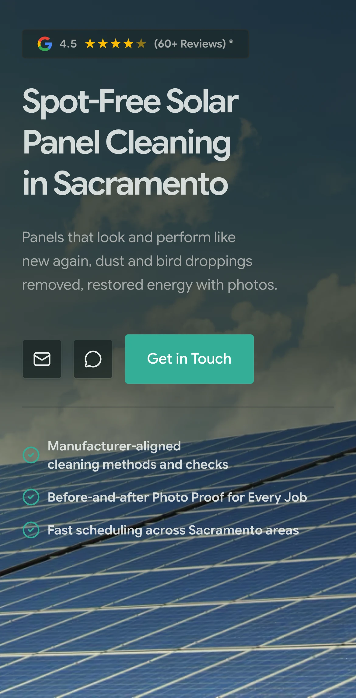 Sacramento Solar Panel Cleaning on mobile