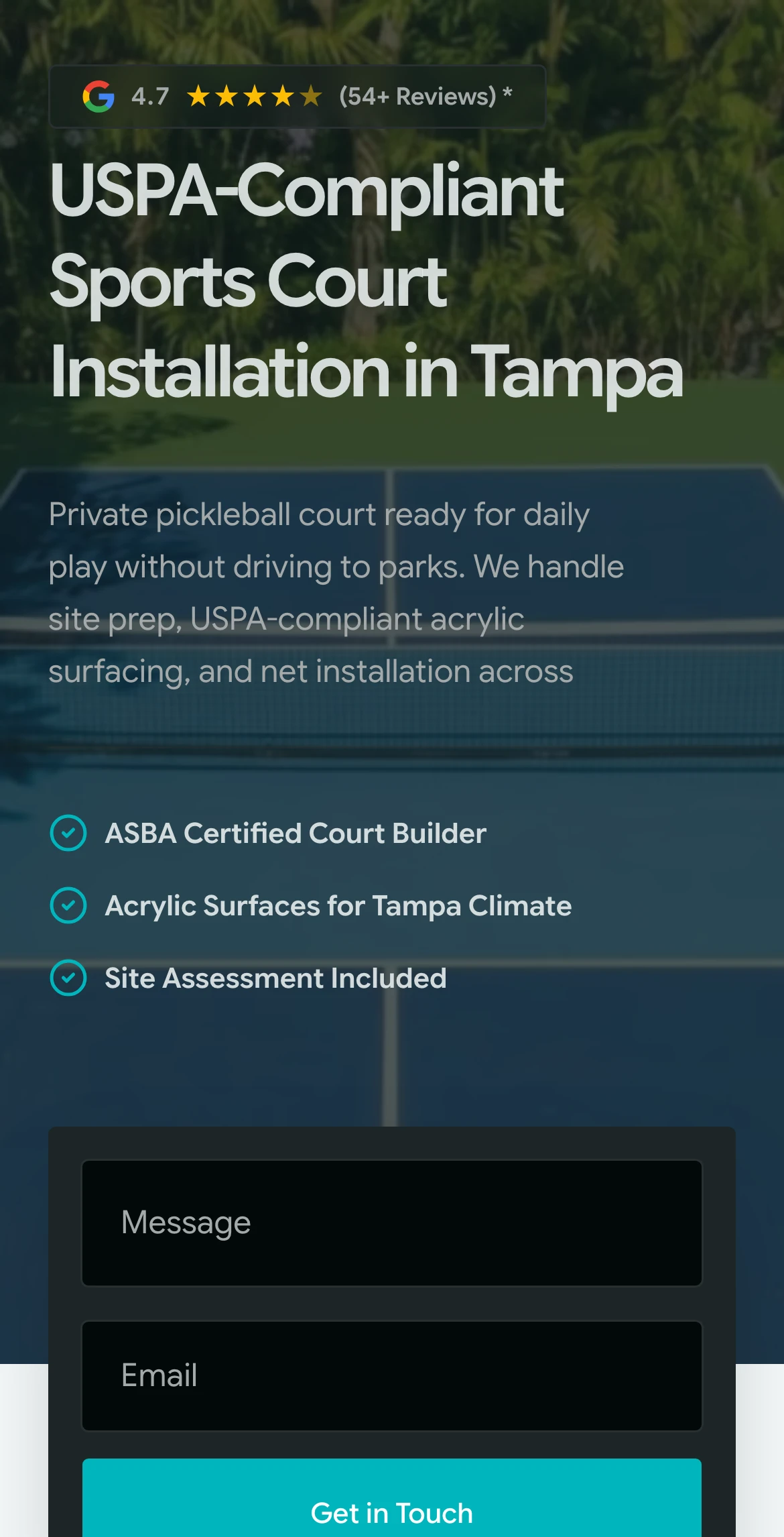 Tampa Pickleball Court Builders on mobile